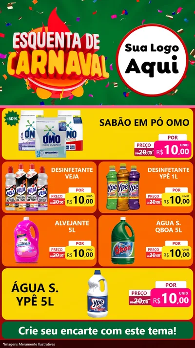 Modelo de TV para TV Vertical com o tema Esquenta de Carnaval para Produtos de Limpeza