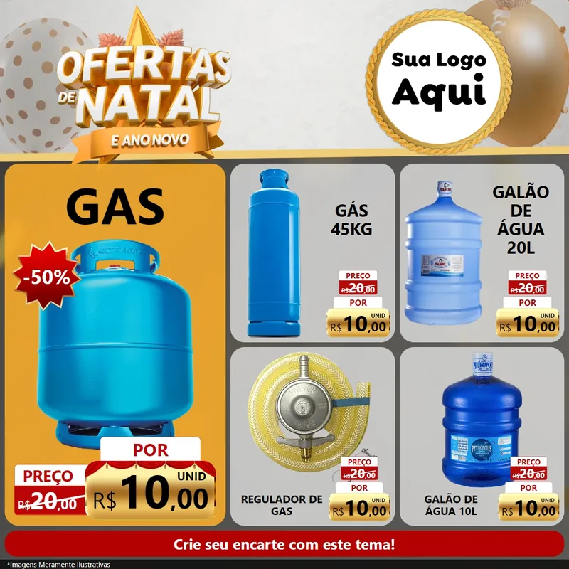 Modelo de Rede Social para Feed Facebook com o tema Ofertas De Natal E Ano Novo para Água e gás