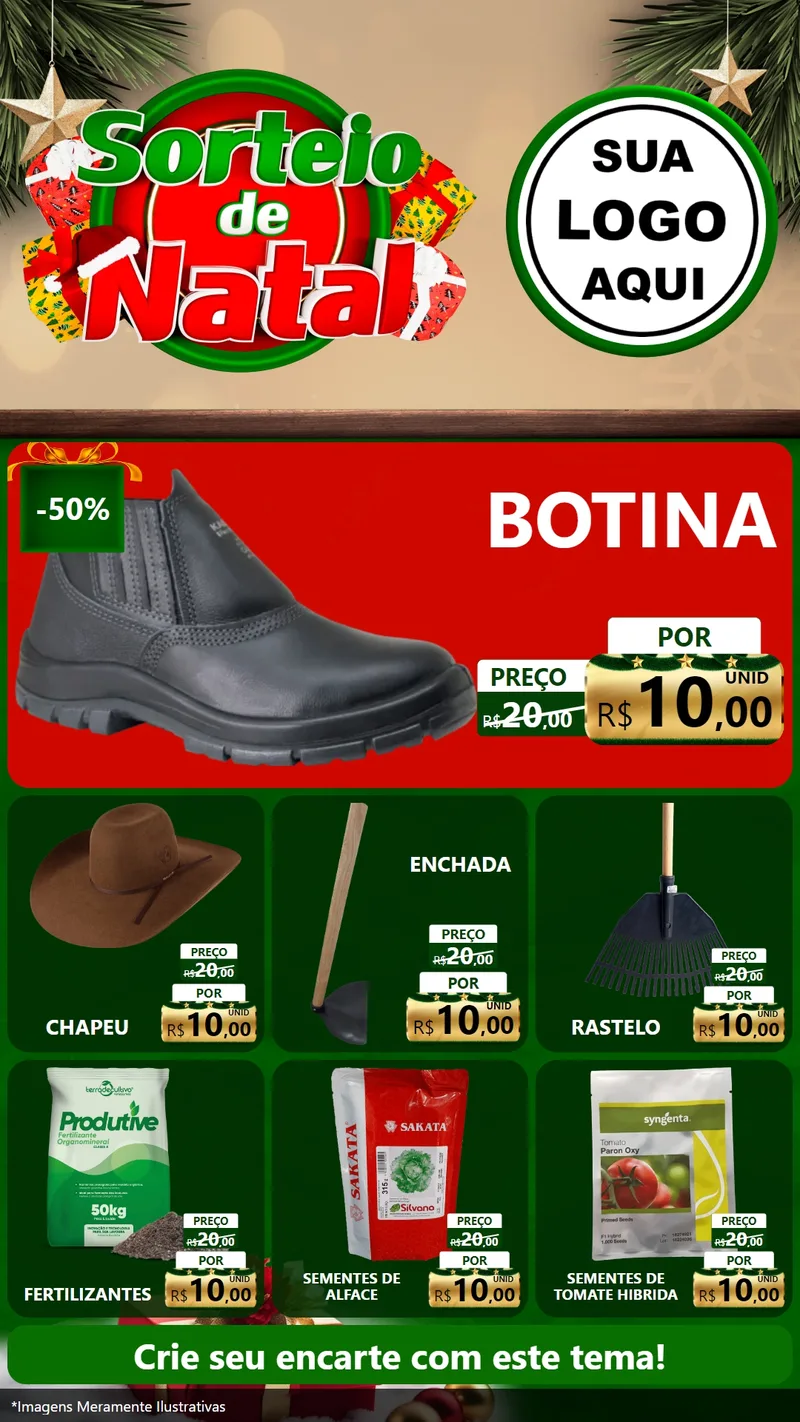 Modelo de Rede Social para Stories com o tema Sorteio de Natal para Agropecuária