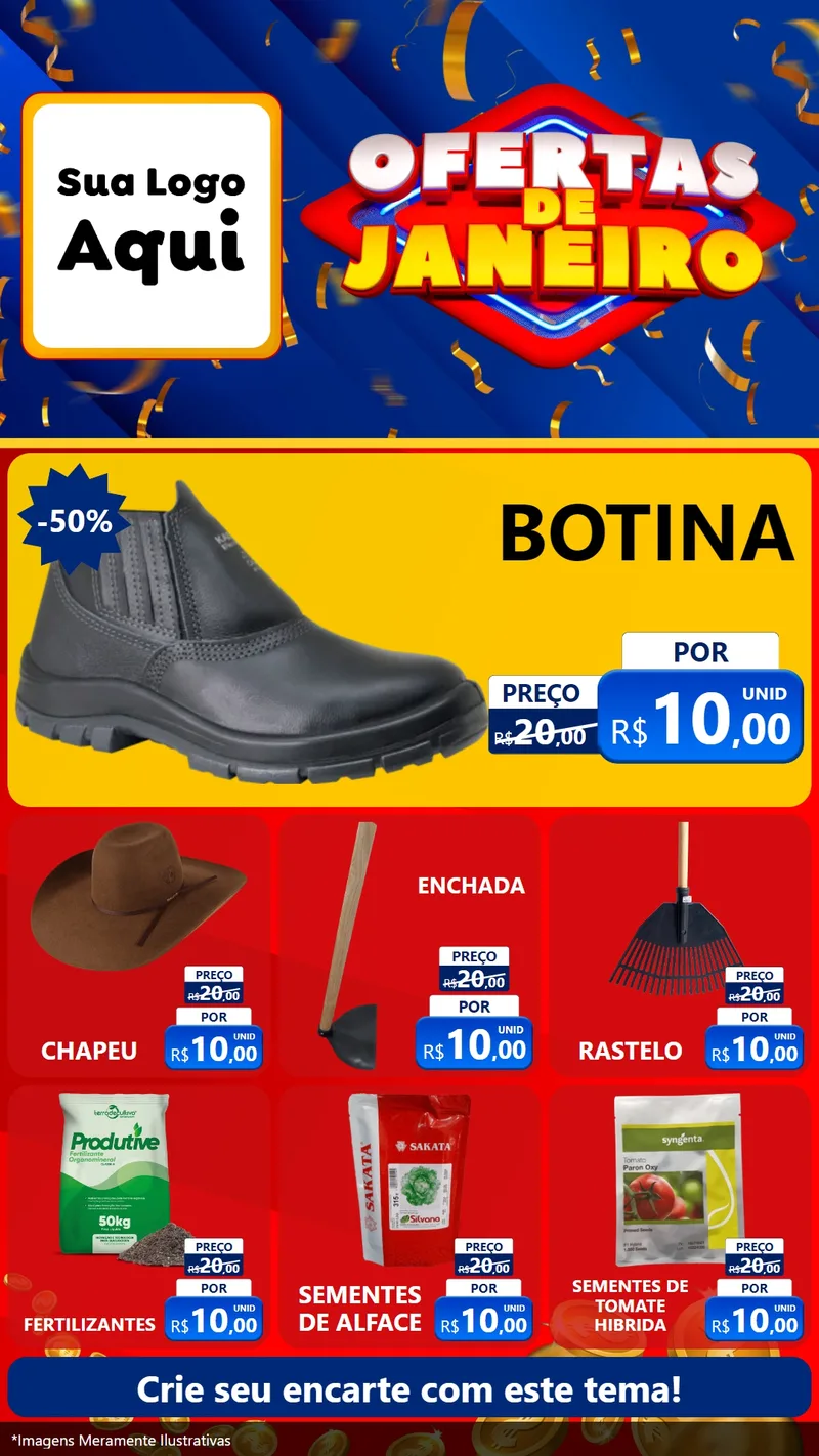 Modelo de Rede Social para Stories com o tema Ofertas de Janeiro para Agropecuária
