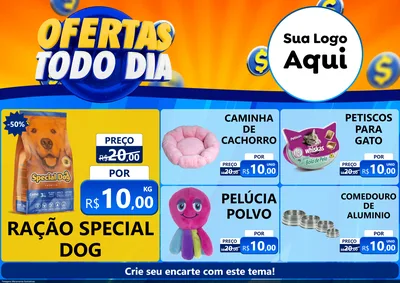 Modelo de Encarte para Encarte A4 Horizontal com o tema Ofertas Todo Dia para Pet Shop
