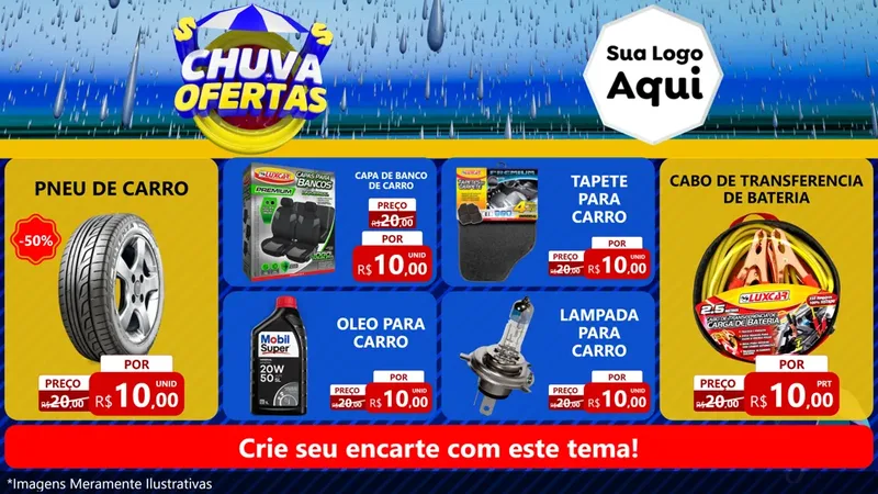 Modelo de TV para TV Horizontal com o tema Chuva de Ofertas para Auto peças