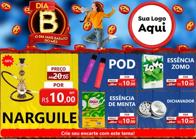 Modelo de Encarte para Encarte A4 Horizontal com o tema Dia B - O Dia Mais Barato Do Mês para Tabacaria