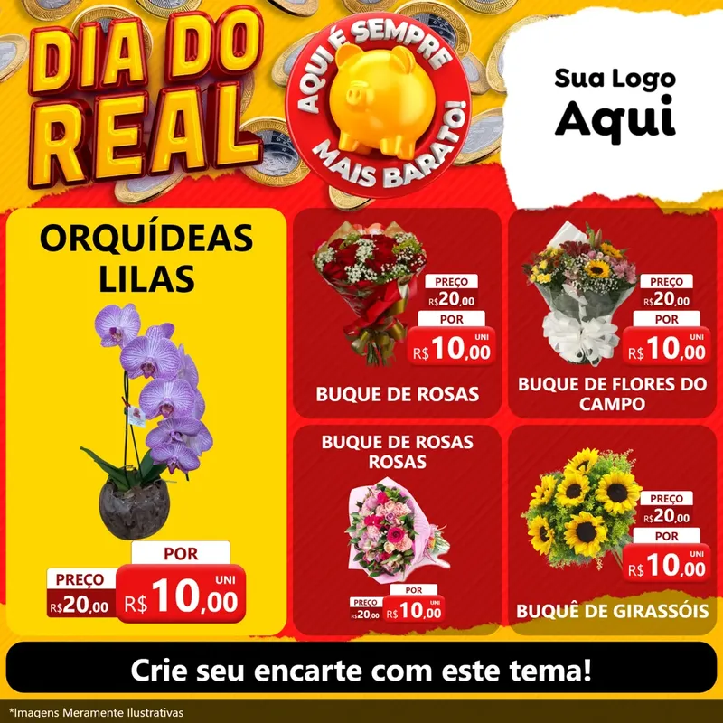 Modelo de Rede Social para Feed Facebook com o tema Dia Do Real para Floricultura e jardim