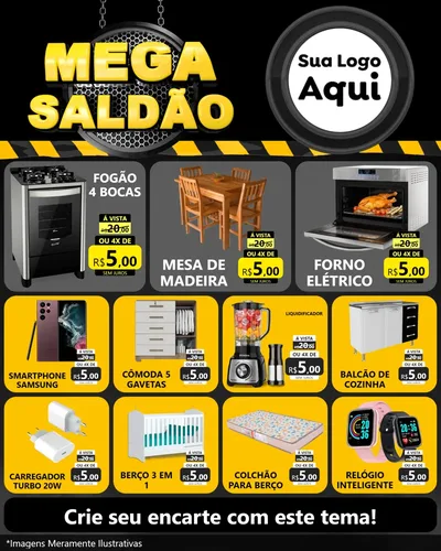 Modelo de Rede Social para Feed Instagram com o tema Mega Saldão para Móveis e Eletro