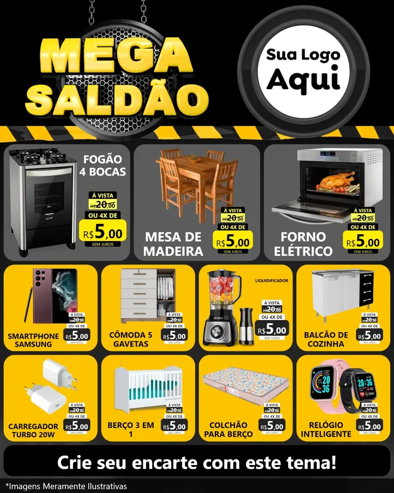 Modelo de Rede Social para Feed Instagram com o tema Mega Saldão para Móveis e Eletro