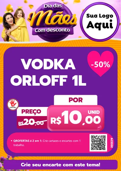 Modelo de Cartaz para Cartaz A4 Vertical com o tema Dia das Mães com Desconto para Distribuidora de bebidas