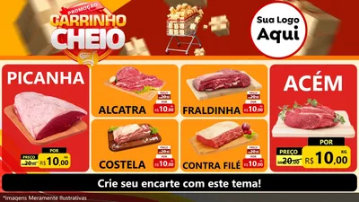 Modelo de TV para TV Horizontal com o tema Promoção carrinho cheio para Açougue