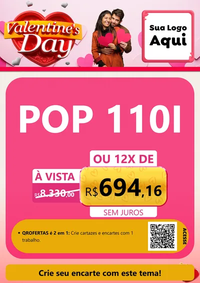 Modelo de Cartaz para Cartaz A4 Vertical com o tema Valentine's Day para Concessionaria de Motos