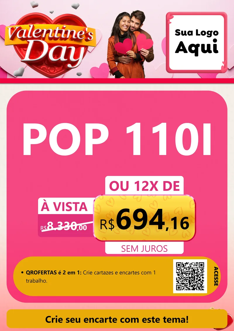 Modelo de Cartaz para Cartaz A4 Vertical com o tema Valentine's Day para Concessionaria de Motos