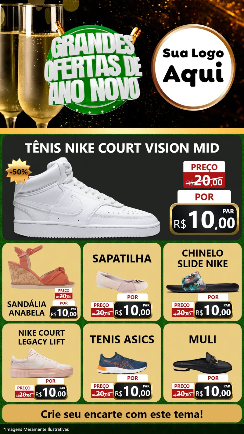 Modelo de Rede Social para Stories com o tema Grandes Ofertas de Ano Novo para Calçados