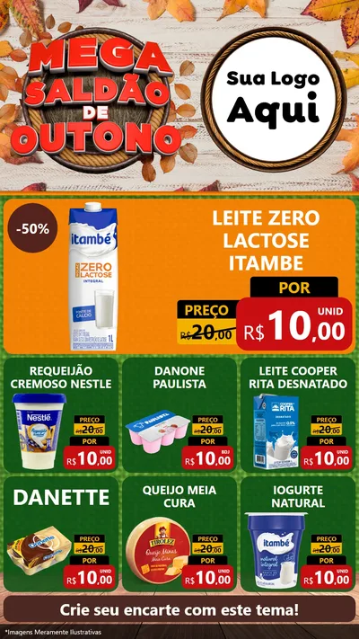 Modelo de Rede Social para Stories com o tema Mega Saldão de Outono para Frios e Laticínios