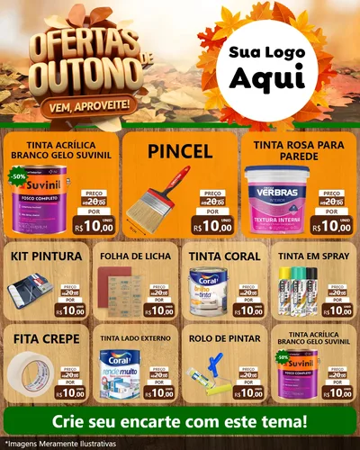 Modelo de Rede Social para Feed Instagram com o tema Ofertas de Outono - Vem, Aproveite! para Tintas e Ferramentas