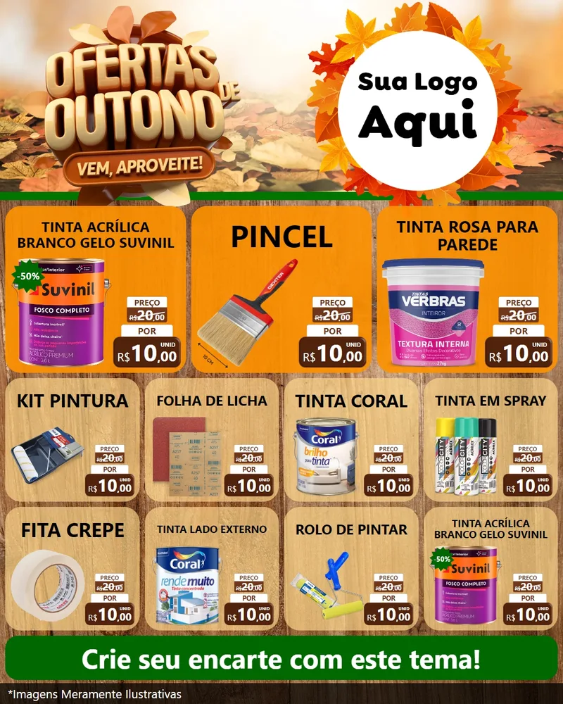 Modelo de Rede Social para Feed Instagram com o tema Ofertas de Outono - Vem, Aproveite! para Tintas e Ferramentas