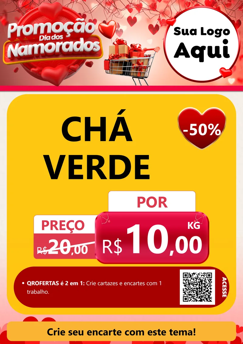 Modelo de Cartaz para Cartaz A4 Vertical com o tema Promoção Dia dos Namorados para Produtos Naturais
