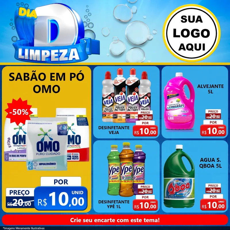 Modelo de Rede Social para Feed Facebook com o tema Dia D Limpeza para Produtos de Limpeza