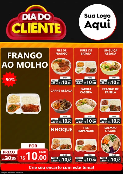 Modelo de Encarte para Encarte A4 Vertical com o tema Dia do Cliente para Restaurante
