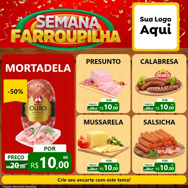 Modelo de Rede Social para Feed Facebook com o tema Semana Farroupilha para Frios e Laticínios