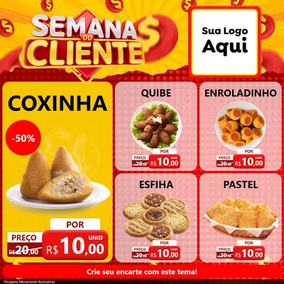 Modelo de Rede Social para Feed Facebook com o tema Semana do Cliente para Salgadaria