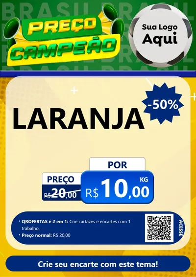 Modelo de Cartaz para Cartaz A4 Vertical com o tema Preço Campeão - Copa para Hortifrúti