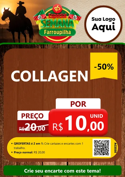 Modelo de Cartaz para Cartaz A4 Vertical com o tema Especial Semana Farroupilha para Suplementos alimentares