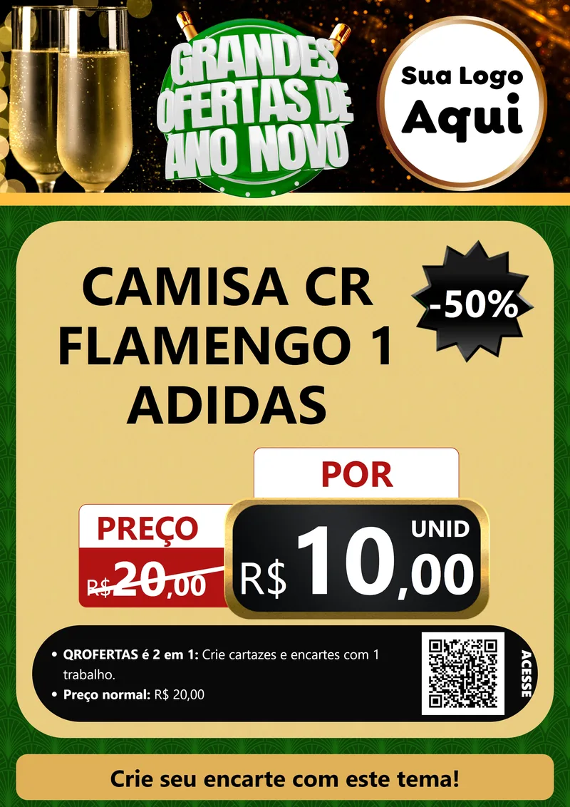 Modelo de Cartaz para Cartaz A4 Vertical com o tema Grandes Ofertas de Ano Novo para Roupas e acessórios