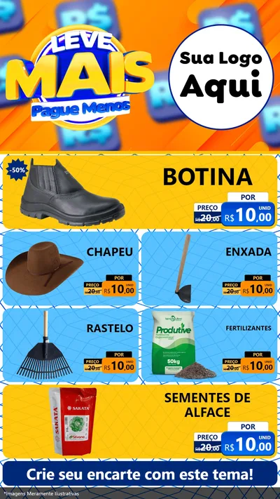 Modelo de TV para TV Vertical com o tema Leve Mais, Pague Menos para Agropecuária