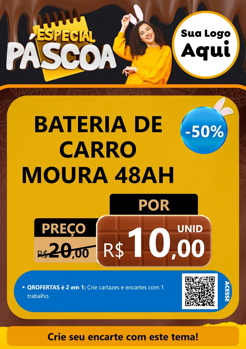 Modelo de Cartaz para Cartaz A4 Vertical com o tema Especial Páscoa para Baterias Elétricas