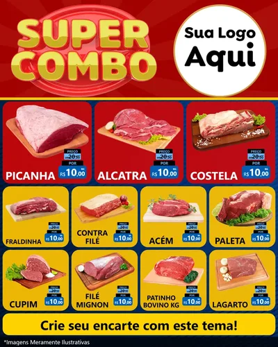 Modelo de Rede Social para Feed Instagram com o tema Super Combo para Açougue