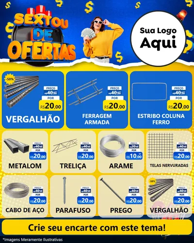 Modelo de Rede Social para Feed Instagram com o tema Sextou de Ofertas para Ferragens