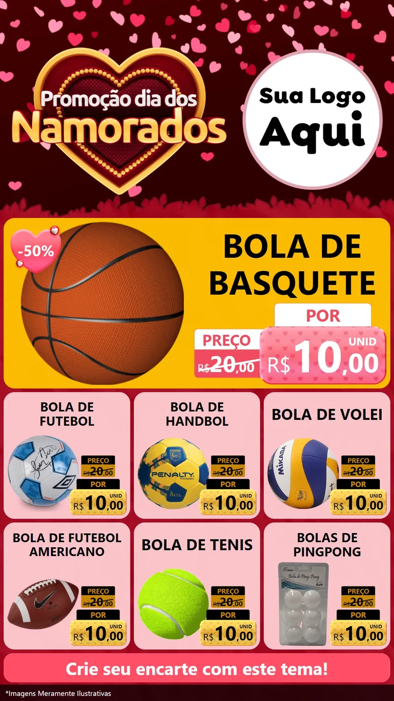 Modelo de Rede Social para Stories com o tema Promoção Dia Dos Namorados para Artigos Esportivos