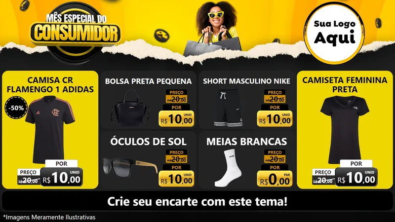 Modelo de TV para TV Horizontal com o tema Mês Especial do Consumidor para Roupas e acessórios