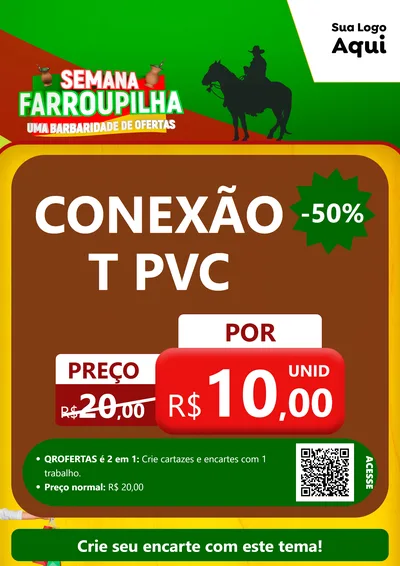Modelo de Cartaz para Cartaz A4 Vertical com o tema Semana Farroupilha - Uma Barbaridade de Ofertas para Tubos e conexões