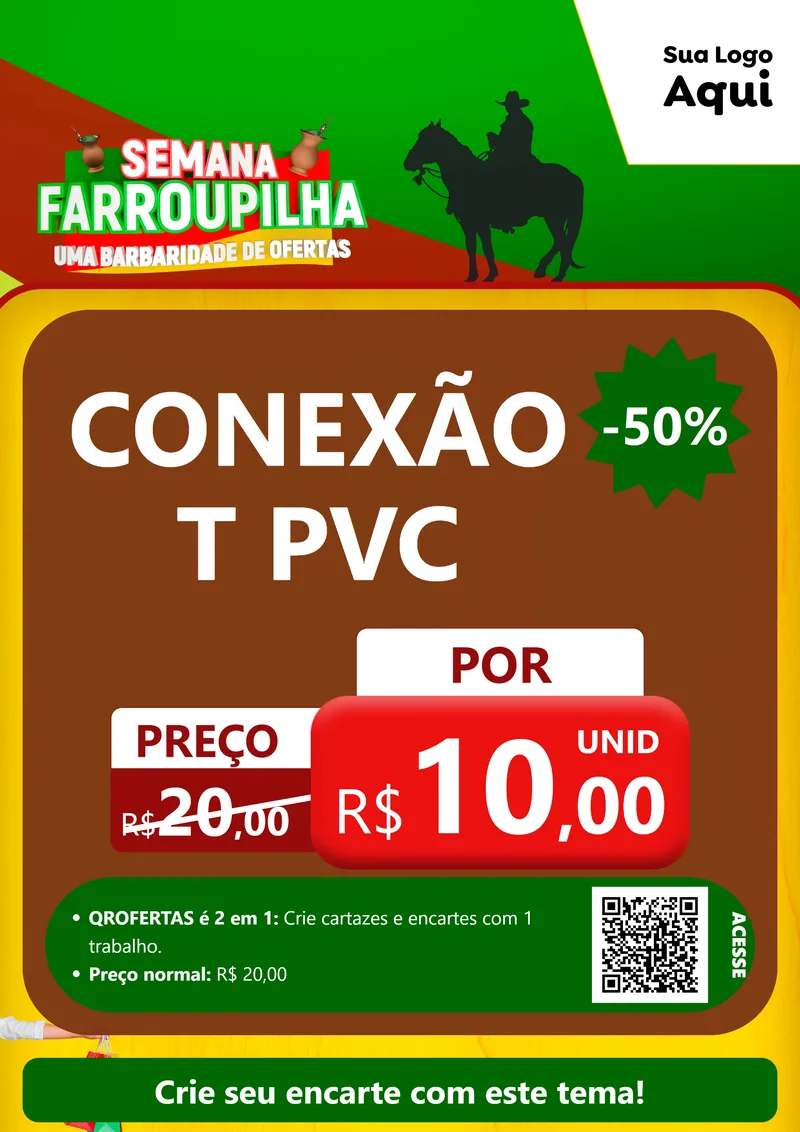 Modelo de Cartaz para Cartaz A4 Vertical com o tema Semana Farroupilha - Uma Barbaridade de Ofertas para Tubos e conexões