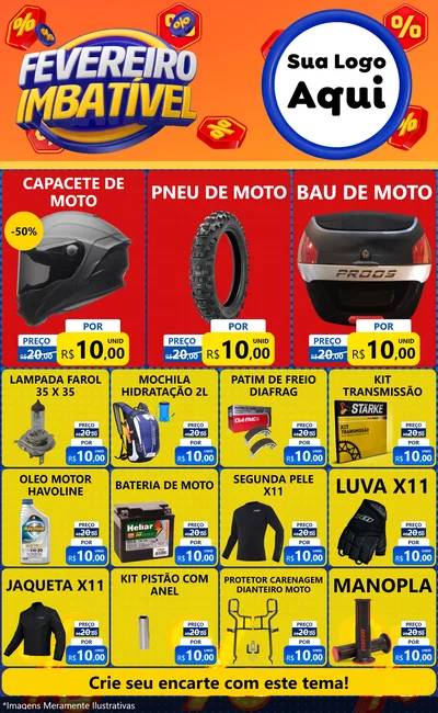 Modelo de Encarte para Encarte Grande com o tema Fevereiro Imbatível para Moto peças