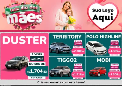 Modelo de Encarte para Encarte A4 Horizontal com o tema Feliz Dia das Mães para Concessionaria de Carros