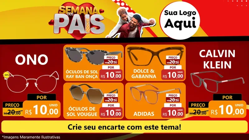 Modelo de TV para TV Horizontal com o tema Semana Dos Pais para Óticas