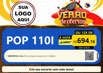 Modelo de Cartaz para Cartaz A4 Horizontal com o tema Super Verão de Ofertas para Concessionaria de Motos