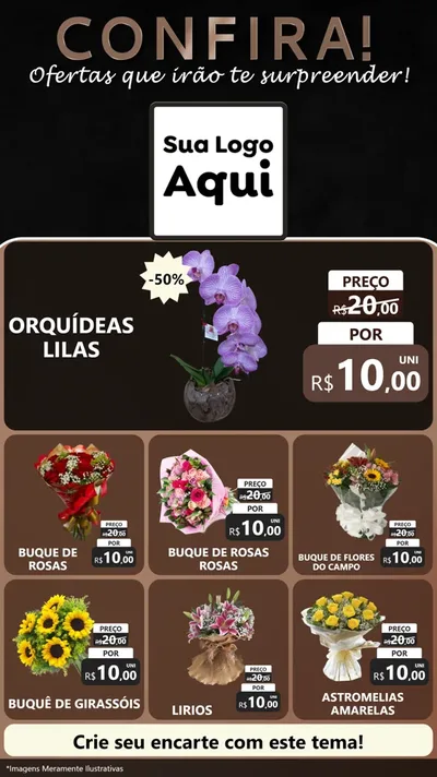 Modelo de Rede Social para Stories com o tema Confira! Ofertas que irão te surpreender! para Floricultura e jardim