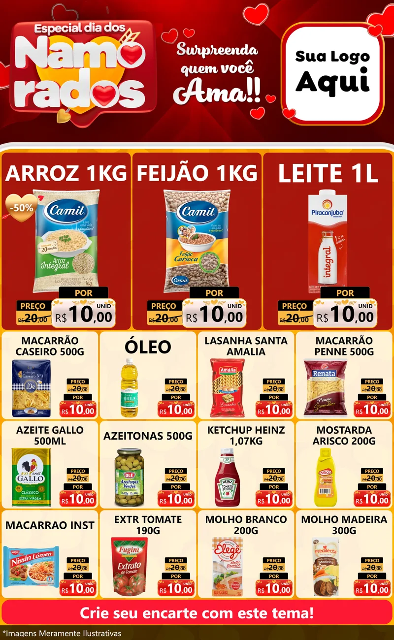 Modelo de Encarte para Encarte Grande com o tema Especial Dia dos Namorados para Supermercado