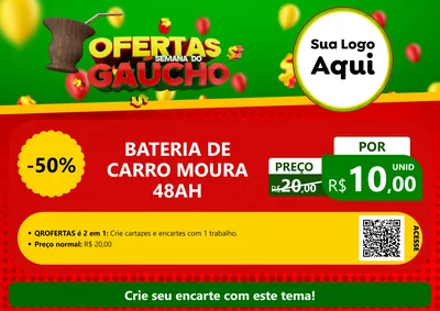 Modelo de Cartaz para Cartaz A4 Horizontal com o tema Ofertas Semana Do Gaúcho para Baterias Elétricas