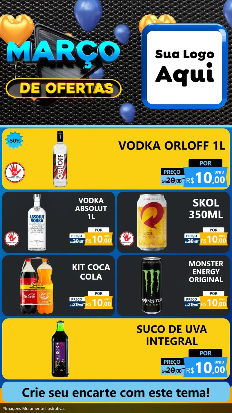 Modelo de TV para TV Vertical com o tema Março de Ofertas para Distribuidora de bebidas