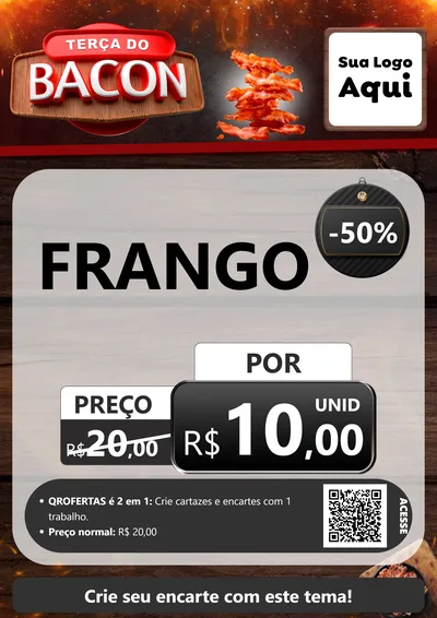 Modelo de Cartaz para Cartaz A4 Vertical com o tema Terça do Bacon para Assados