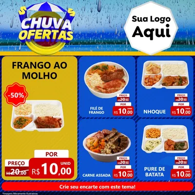 Modelo de Rede Social para Feed Facebook com o tema Chuva de Ofertas para Restaurante