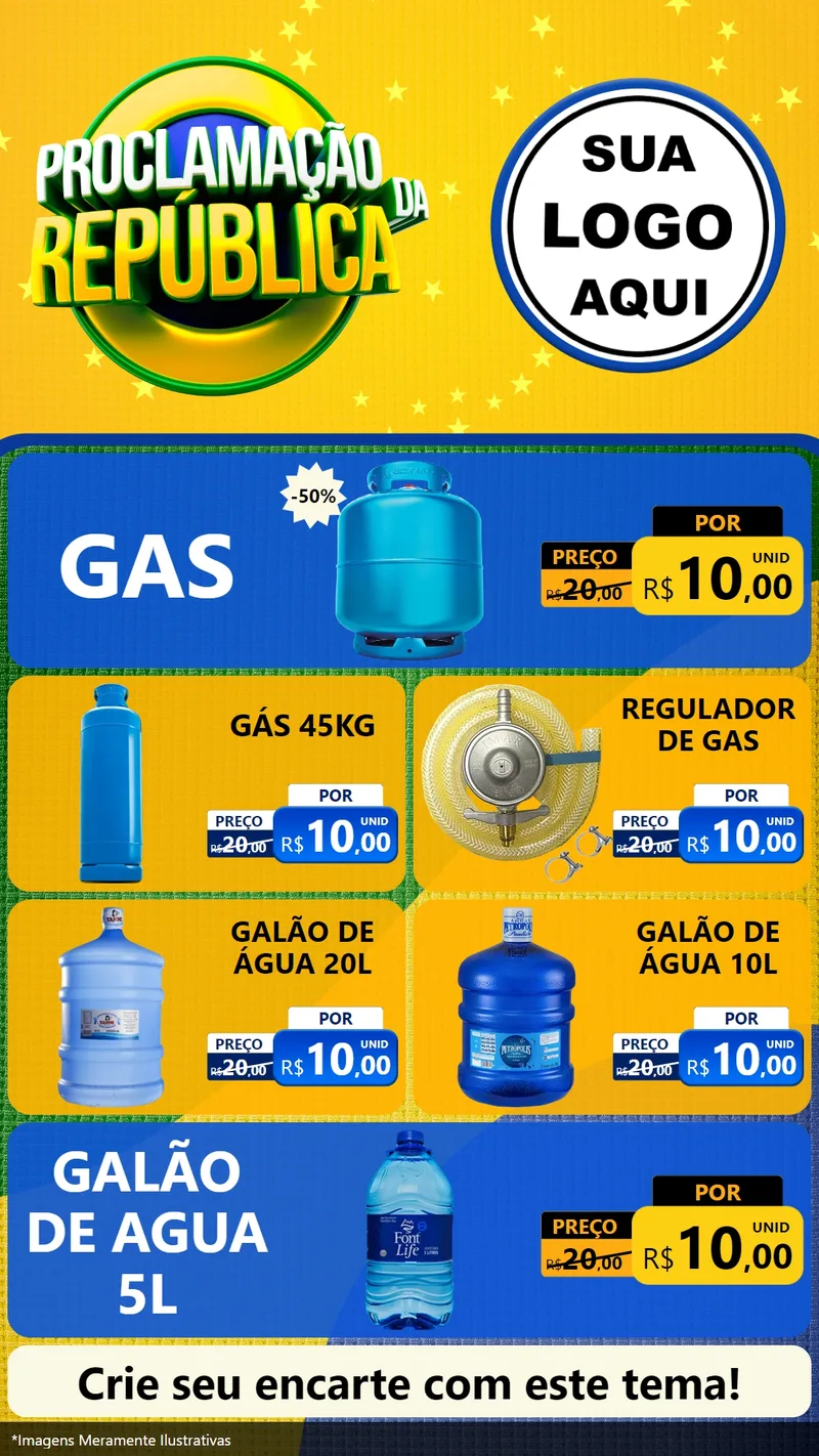 Modelo de TV para TV Vertical com o tema Proclamação da República para Água e gás