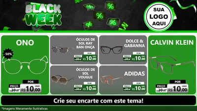 Modelo de TV para TV Horizontal com o tema Black Week para Óticas