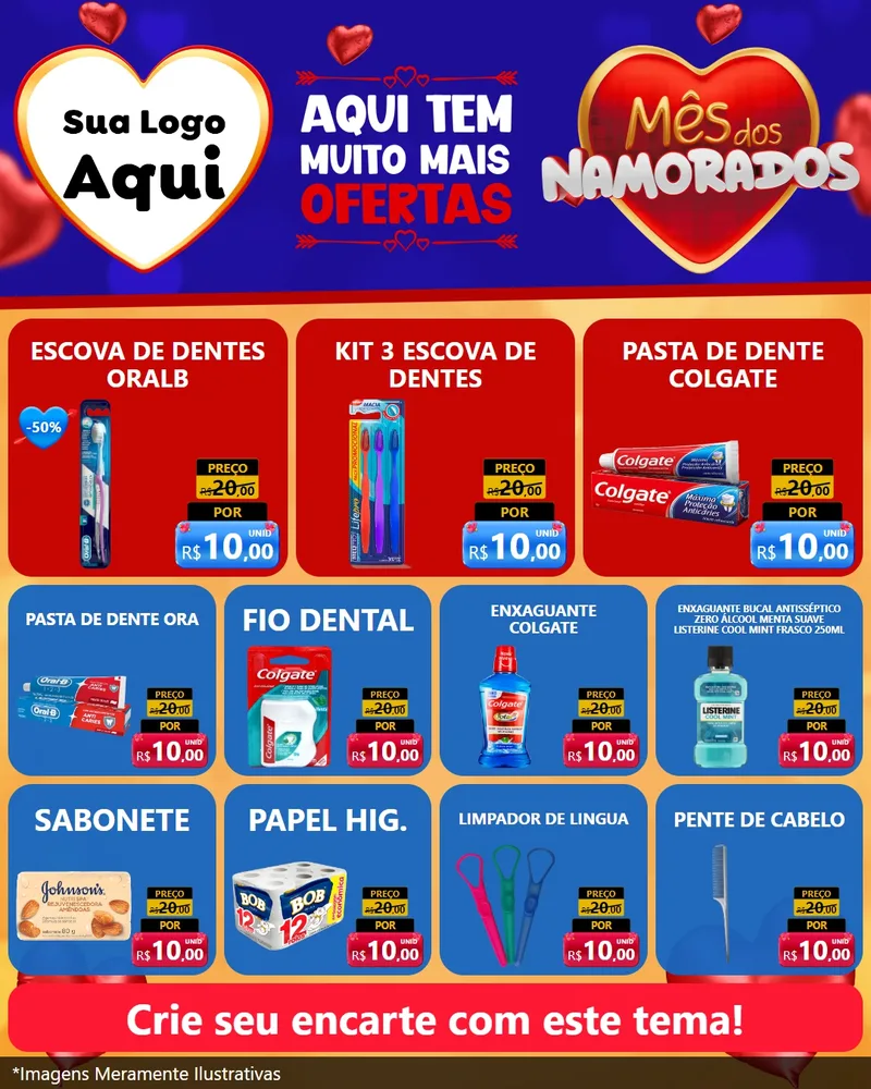 Modelo de Rede Social para Feed Instagram com o tema Mês dos Namorados para Higiene Pessoal