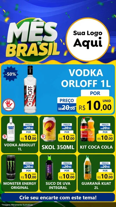 Modelo de Rede Social para Stories com o tema Mês do Brasil para Distribuidora de bebidas