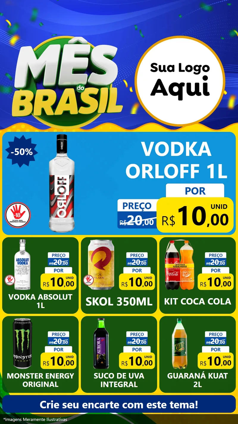 Modelo de Rede Social para Stories com o tema Mês do Brasil para Distribuidora de bebidas