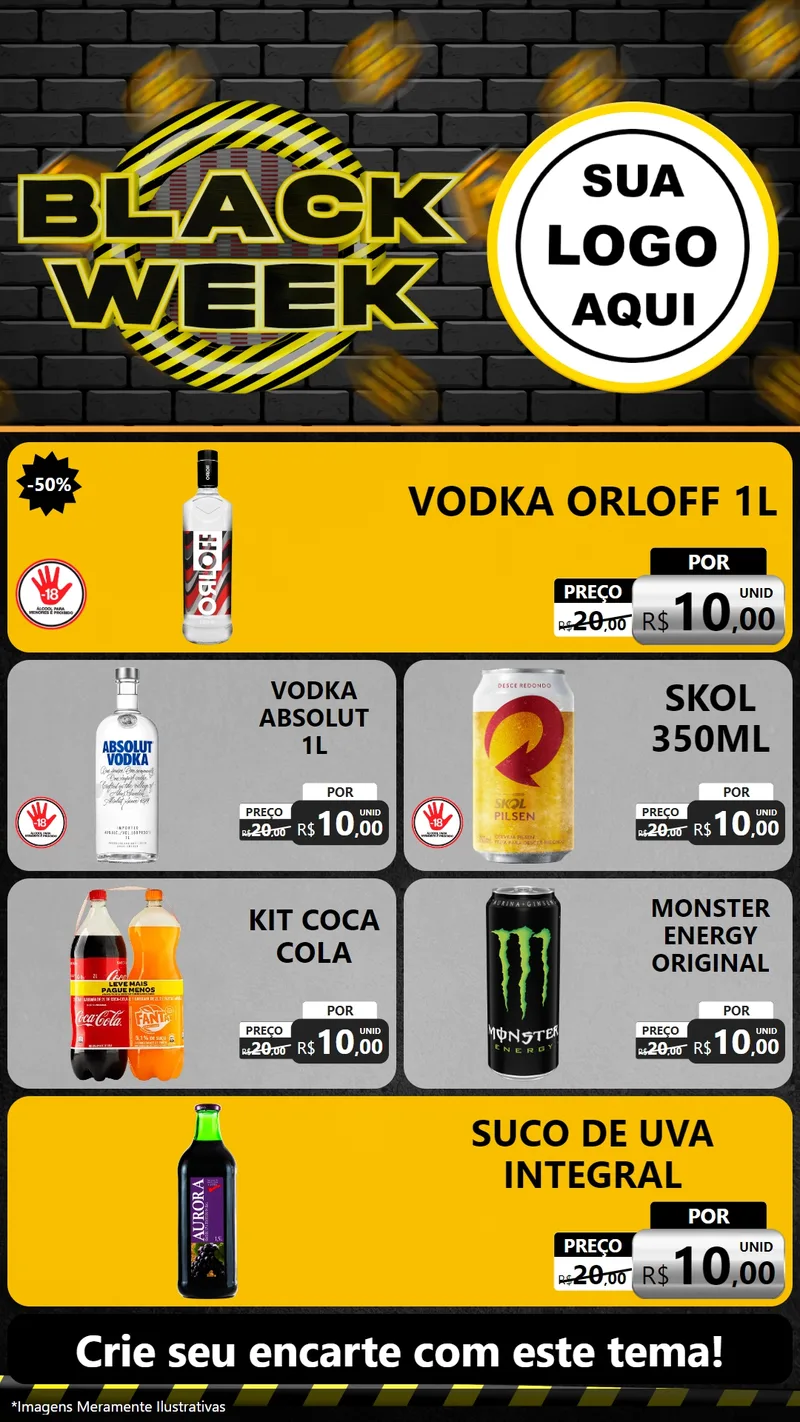 Modelo de TV para TV Vertical com o tema Black Week para Distribuidora de bebidas